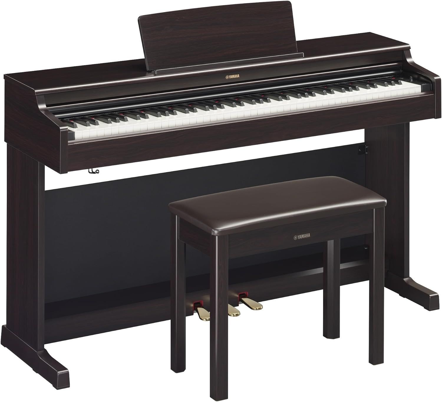 brown Yamaha YDP165 Arius series keyboard plus bench