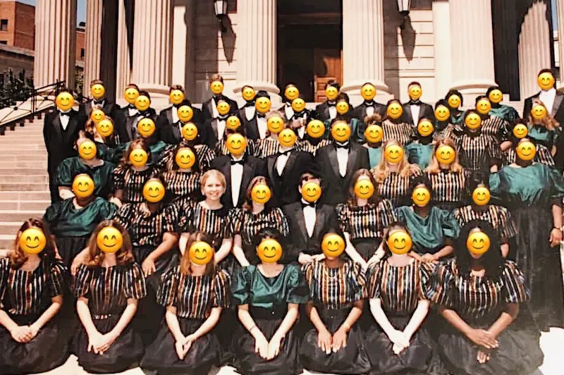 Sarah's high school Varsity choir on the steps of the Kennedy Center